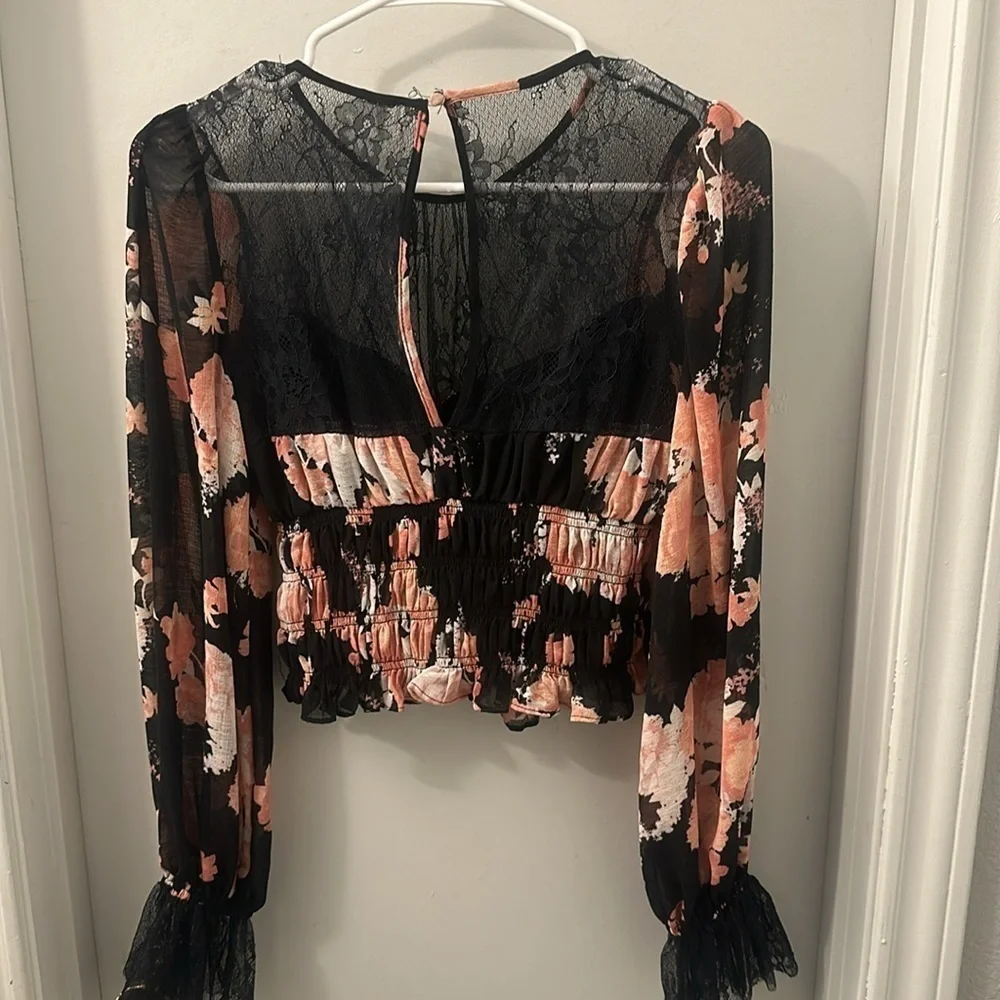 NWT 🎉🎉Host Pick‼️FREE PEOPLE DAPHNE FLORAL BLOUSE MIDNIGHT COMBO - Picture 11 of 15